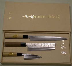 忠房包丁セットSLD鋼包丁と柳刃刺身包丁と開き包丁